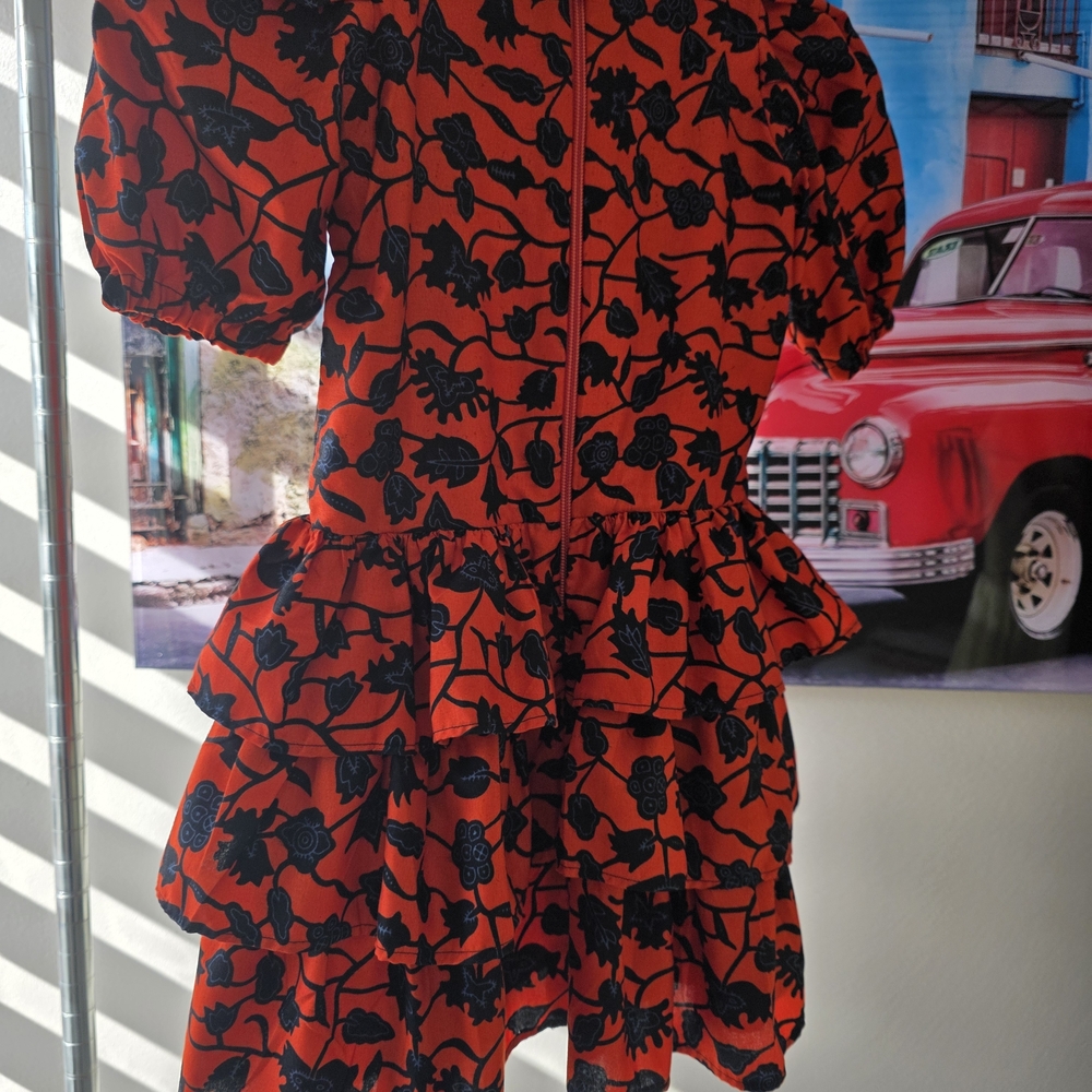 Charming Floral Kids Dress - Red and Black